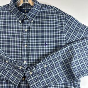 Ralph Lauren Mens  Blue Purple White Plaid Button Down L/S Shirt RN41381 Size L
